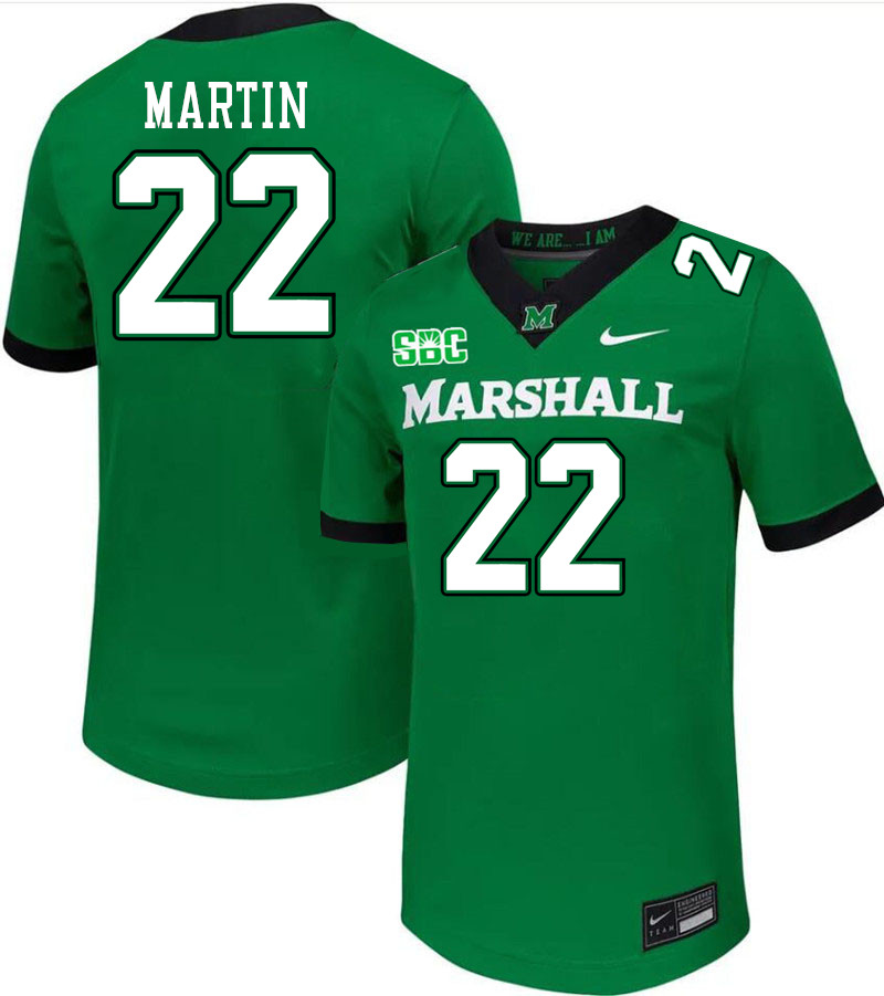 Marshall Thundering Herd #22 Kerion Martin College Football Jerseys,Uniforms-Green